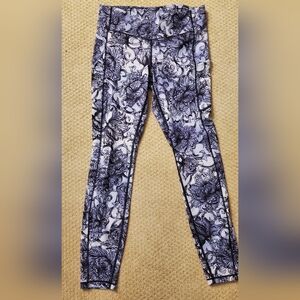 lululemon athletica Black and White Floral Leggings